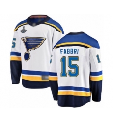 Men's St. Louis Blues #15 Robby Fabbri Fanatics Branded White Away Breakaway 2019 Stanley Cup Champions Hockey Jersey