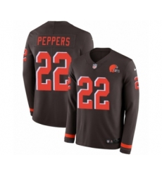 Men's Nike Cleveland Browns #22 Jabrill Peppers Limited Brown Therma Long Sleeve NFL Jersey