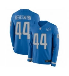 Youth Nike Detroit Lions #44 Jalen Reeves-Maybin Limited Blue Therma Long Sleeve NFL Jersey