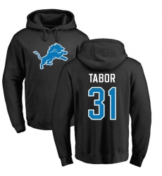 NFL Nike Detroit Lions #31 Teez Tabor Black Name & Number Logo Pullover Hoodie