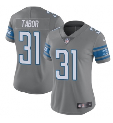 Women Nike Detroit Lions #31 Teez Tabor Limited Steel Rush Vapor Untouchable NFL Jersey