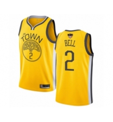 Women's Golden State Warriors #2 Jordan Bell Yellow Swingman 2019 Basketball Finals Bound Jersey - Earned Edition