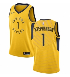 Men's Nike Indiana Pacers #1 Lance Stephenson Swingman Gold NBA Jersey Statement Edition
