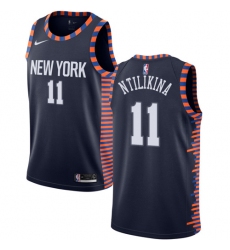 Men's Nike New York Knicks #11 Frank Ntilikina Swingman Navy Blue NBA Jersey - 2018 19 City Edition