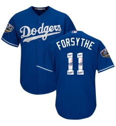 Men's Majestic Los Angeles Dodgers #11 Logan Forsythe Authentic Royal Blue Team Logo Fashion Cool Base 2018 World Series MLB Jersey