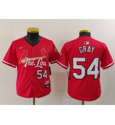 Youth St Louis Cardinals #54 Sonny Gray Red 2024 City Connect Limited Stitched Baseball Jersey