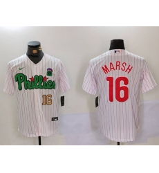 Men's Philadelphia Phillies #16 Brandon Marsh White Green Cool Base Stitched Jerseys