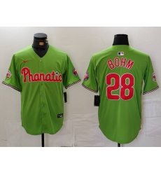 Men's Philadelphia Phillies #28 Alec Bohm Green With Stitched Cool Base Nike Jersey