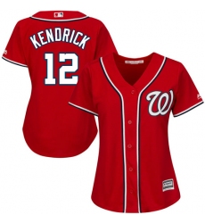 Women's Majestic Washington Nationals #12 Howie Kendrick Replica Navy Blue Alternate 2 Cool Base MLB Jersey