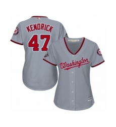Women's Washington Nationals #47 Howie Kendrick Authentic Grey Road Cool Base 2019 World Series Bound Baseball Jersey
