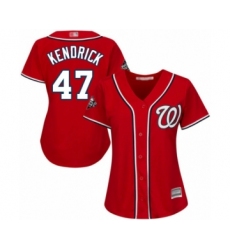 Women's Washington Nationals #47 Howie Kendrick Authentic Red Alternate 1 Cool Base 2019 World Series Bound Baseball Jersey
