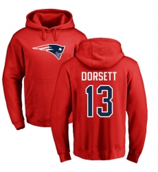 NFL Nike New England Patriots #13 Phillip Dorsett Red Name & Number Logo Pullover Hoodie