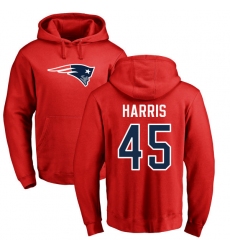 NFL Nike New England Patriots #45 David Harris Red Name & Number Logo Pullover Hoodie