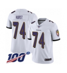 Men's Baltimore Ravens #74 James Hurst White Vapor Untouchable Limited Player 100th Season Football Jersey