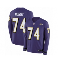 Youth Nike Baltimore Ravens #74 James Hurst Limited Purple Therma Long Sleeve NFL Jersey
