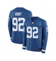 Youth Nike Indianapolis Colts #92 Margus Hunt Limited Blue Therma Long Sleeve NFL Jersey