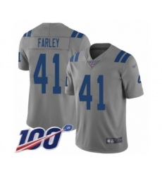 Men's Indianapolis Colts #41 Matthias Farley Limited Gray Inverted Legend 100th Season Football Jersey