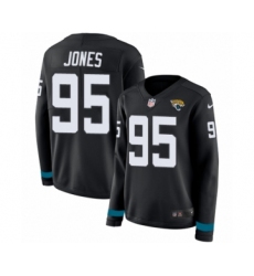Women's Nike Jacksonville Jaguars #95 Abry Jones Limited Black Therma Long Sleeve NFL Jersey
