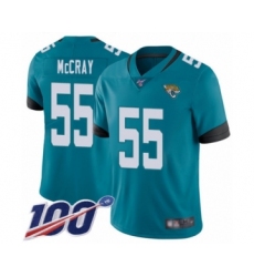 Men's Jacksonville Jaguars #55 Lerentee McCray Teal Green Alternate Vapor Untouchable Limited Player 100th Season Football Jersey