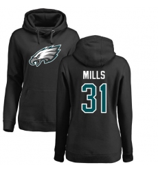 Women's Nike Philadelphia Eagles #31 Jalen Mills Black Name & Number Logo Pullover Hoodie