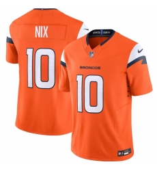 Men's Denver Broncos #10 Bo Nix Orange 2024 F.U.S.E. Vapor Limited Football Stitched Jersey