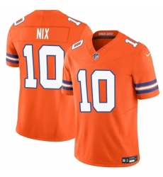 Men's Denver Broncos #10 Bo Nix Orange F.U.S.E. Mile High Collection 1977 Throwback Vapor Limited Football Stitched Jersey