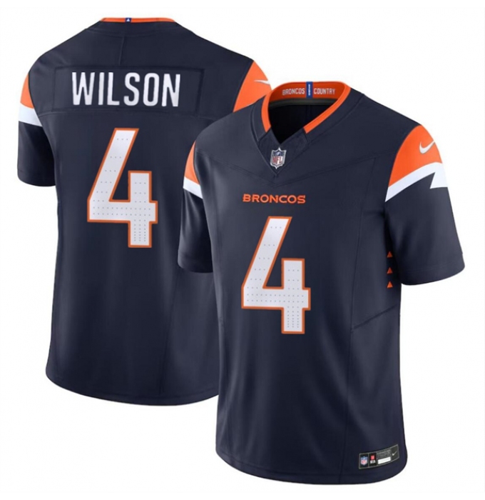 Men's Denver Broncos #4 Zach Wilson Navy 2024 F.U.S.E. AlternateVapor Limited Football Stitched Jersey