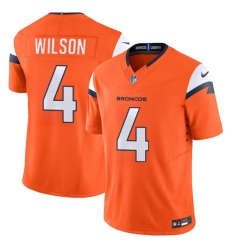 Men's Denver Broncos #4 Zach Wilson Orange 2024 F.U.S.E. Vapor Limited Football Stitched Jersey