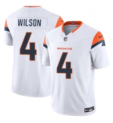 Men's Denver Broncos #4 Zach Wilson White 2024 F.U.S.E. Vapor Limited Football Stitched Jersey