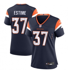 Women's Denver Broncos #37 Audric Estime Navy 2024 Alternate Football Stitched Jersey(Run Small)