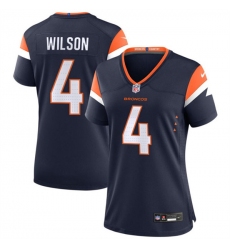 Women's Denver Broncos #4 Zach Wilson Navy 2024 Stitched Jersey(Run Small)