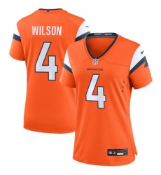 Women's Denver Broncos #4 Zach Wilson Orange 2024 Stitched Jersey(Run Small)