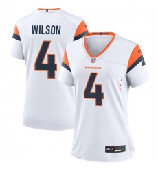 Women's Denver Broncos #4 Zach Wilson White 2024 Stitched Jersey(Run Small)