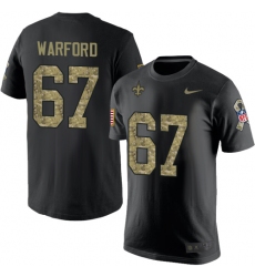 Nike New Orleans Saints #67 Larry Warford Black Camo Salute to Service T-Shirt