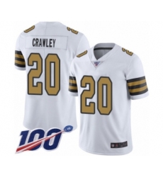 Men's New Orleans Saints #20 Ken Crawley Limited White Rush Vapor Untouchable 100th Season Football Jersey