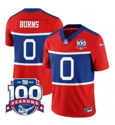 Men's New York Giants #0 Brian Burns Century Red 100TH Season Commemorative Limited Football Stitched Jersey