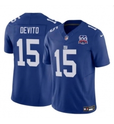 Men's New York Giants #15 Tommy DeVito Blue 2024 F.U.S.E. 100TH Season Vapor Untouchable Limited Stitched Jersey