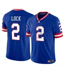 Men's New York Giants #2 Drew Lock Blue Throwback Vapor Untouchable Limited Football Stitched Jersey