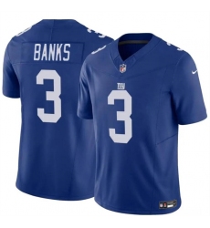 Men's New York Giants #3 Deonte Banks Blue 2023 F.U.S.E. Vapor Untouchable Limited Football Stitched Jersey