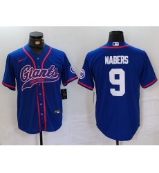 Men's New York Giants #9 Malik Nabers Royal With Cool Base Stitched Baseball Jersey