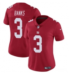 Women's New York Giants #3 Deonte Banks Red Vapor Stitched Jersey(Run Small)