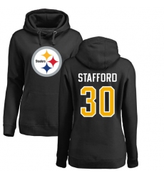 NFL Women's Nike Pittsburgh Steelers #30 Daimion Stafford Black Name & Number Logo Pullover Hoodie
