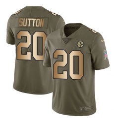 Men's Nike Pittsburgh Steelers #20 Cameron Sutton Limited Olive Gold 2017 Salute to Service NFL Jersey