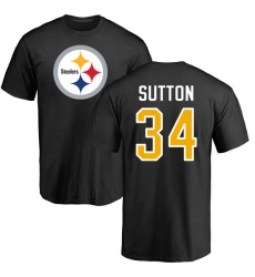 NFL Nike Pittsburgh Steelers #34 Cameron Sutton Black Name & Number Logo T-Shirt