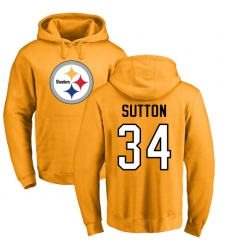 NFL Nike Pittsburgh Steelers #34 Cameron Sutton Gold Name & Number Logo Pullover Hoodie