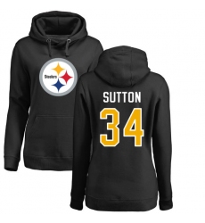 NFL Women's Nike Pittsburgh Steelers #34 Cameron Sutton Black Name & Number Logo Pullover Hoodie