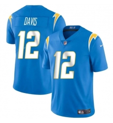 Men's Los Angeles Chargers #12 Derius Davis Blue 2024 Vapor Limited Football Stitched Jersey