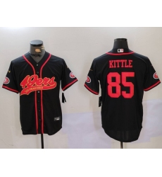 Men's San Francisco 49ers #85 George Kittle Black With Cool Base Stitched Baseball Jerseys