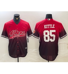 Men's San Francisco 49ers #85 George Kittle Red Black Cool Base Stitched Baseball Jersey