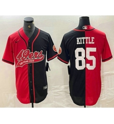 Men's San Francisco 49ers #85 George Kittle Red Black Two Tone Cool Base Stitched Baseball Jersey